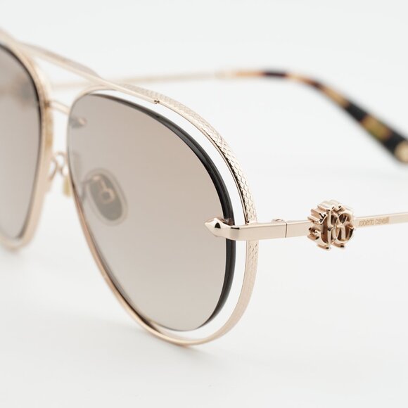 Roberto Cavalli SRC032M 300G Sunglasses Gold Aviator Frame, Brown Lenses main image 6